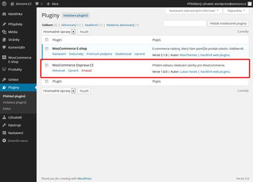 WooCommerce Doprava CZ