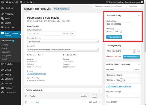 WooCommerce Doprava CZ