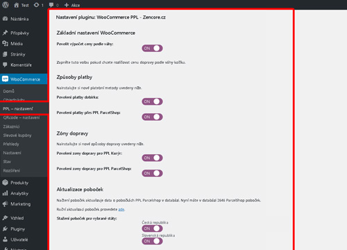 WooCommerce PPL - Zencore.cz