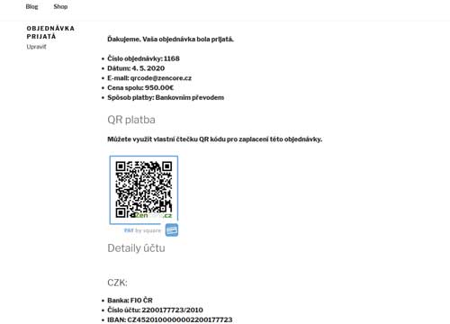 WooCommerce QRcode - Zencore.cz
